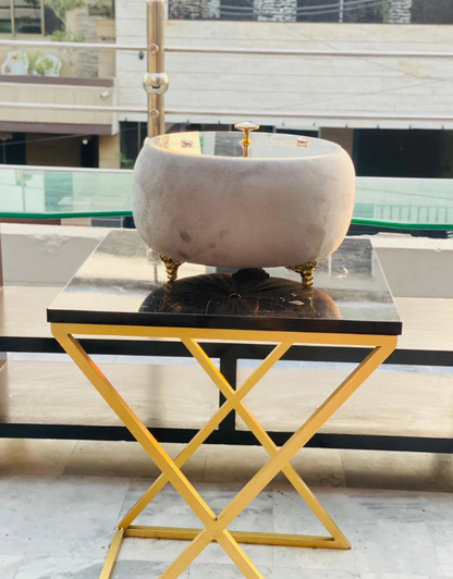 Grey Turkish Hotpot on a table in  patio